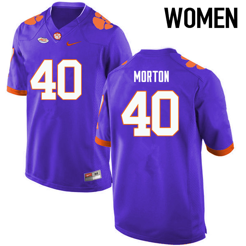 Women Clemson Tigers #40 Hall Morton College Football Jerseys-Purple - Click Image to Close